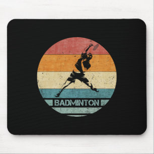 Tapis De Souris Joueur rétro vintage Badminton Silhouette Sunset F