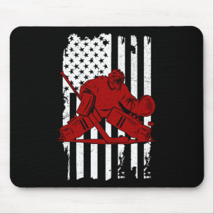 Tapis De Souris Joueur vintage de hockey américain - Drapeau améri