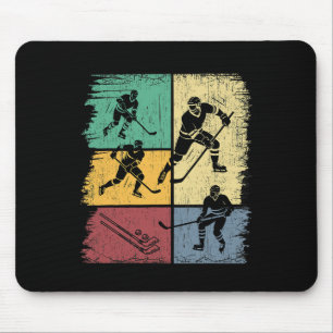 Tapis De Souris Joueurs de hockey sur glace Dessinés à la main Ret