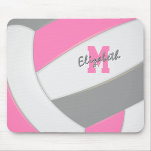 Tapis De Souris joueurs de volley-ball gris rose blanc