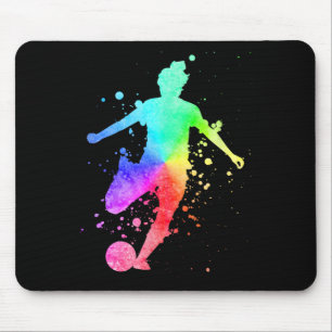 Tapis De Souris Joueuse de football féminine Athlète féminine Coul
