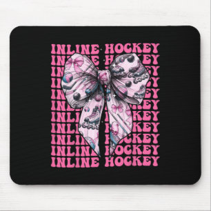 Tapis De Souris Joueuse de hockey en ligne fille coquette noeud ro