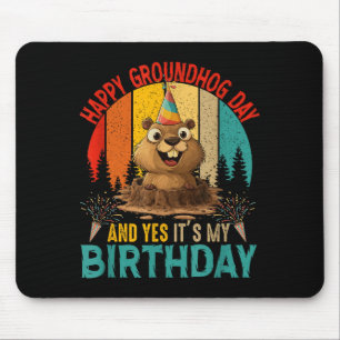Tapis De Souris Jour de la marmotte vintage et mon anniversaire ro