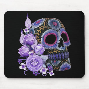 Tapis De Souris Jour De La Mort Du Crâne De Sucre Noir Violet Flo