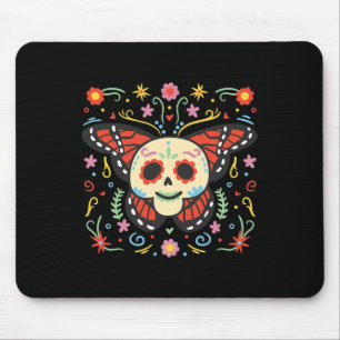 Tapis De Souris Jour De La Mort Sugar Crâne Monarque Papillon Día