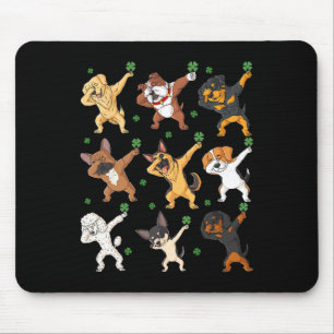 Tapis De Souris Jour de la Saint Patrick Dabbing Chiens tenant Clo