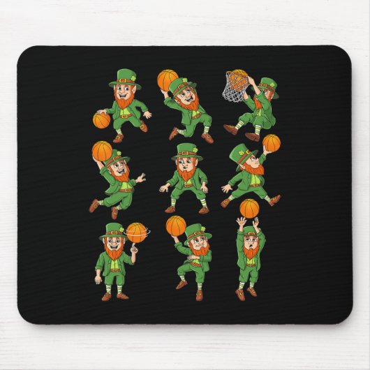 Tapis De Souris Jour de la Saint Patrick Leprechaun Joueur De Bask (Devant)