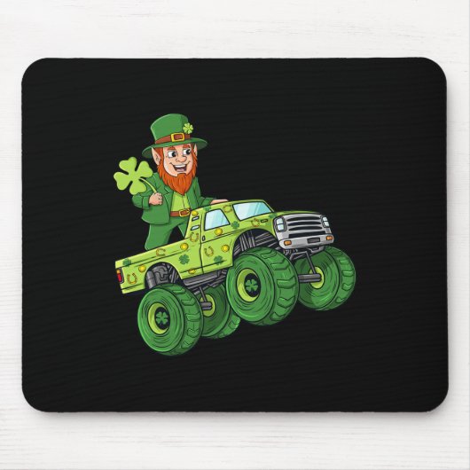 Tapis De Souris Jour de la Saint Patrick Leprechaun Monster Camion (Devant)
