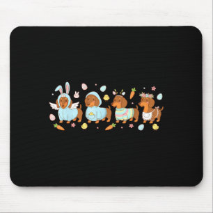 Tapis De Souris Jour de Pâques heureux amoureux de chien teckel la