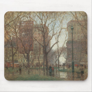Tapis De Souris Jour de pluie, Madison Square, New York, Paul Corn