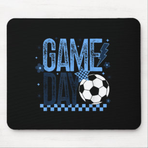 Tapis De Souris Jour de soccer saison Retro Bleu clair À damiers
