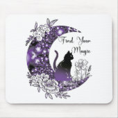 Tapis De Souris Jour Graphique Mystique Céleste Noir Chat Lune (Devant)