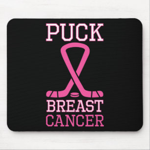 Tapis De Souris Journee de hockey sur glace du ruban rose du cance