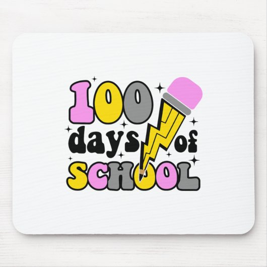 Tapis De Souris Jours D'école Éclair Crayon Enseignant 100ème (Devant)