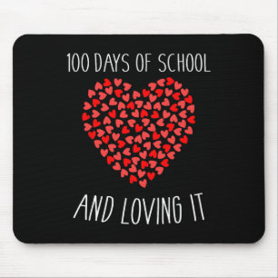 Tapis De Souris Jours D'École Et L'Aimer Avec Coeurs Pour Le 100E