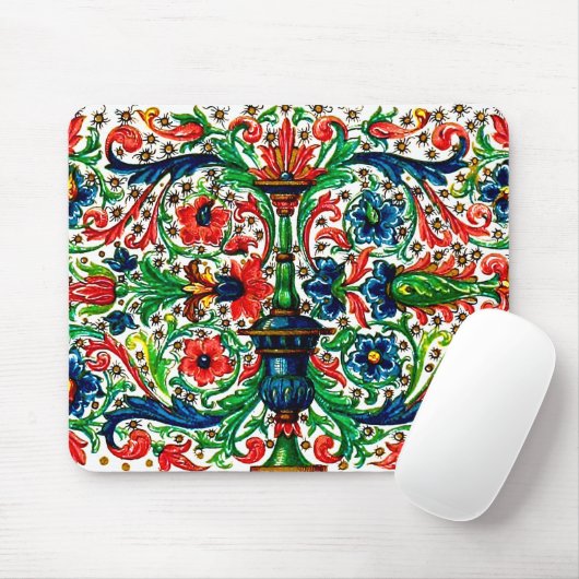 Tapis De Souris Joyaux Tons Médiéval Fleurs Manuscrits Scrolls (Avec souris)