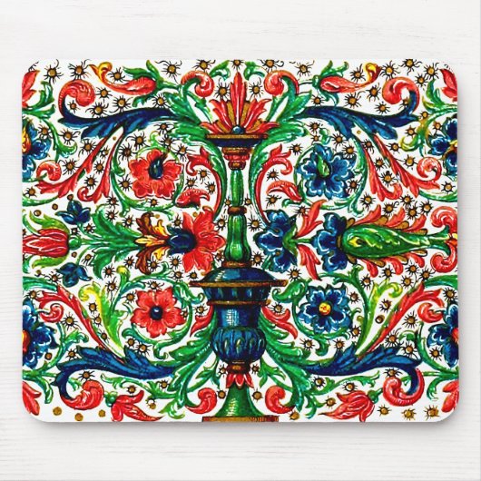 Tapis De Souris Joyaux Tons Médiéval Fleurs Manuscrits Scrolls (Devant)