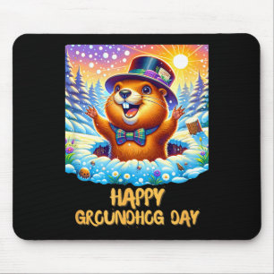 Tapis De Souris Joyeuse Fête de la Marmotte 2024 Bonne Marmotte à