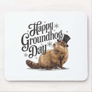 Tapis De Souris Joyeuse fête de la marmotte Costume de marmotte po