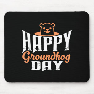 Tapis De Souris Joyeuse fête de la marmotte drôle Mignonne Marmott