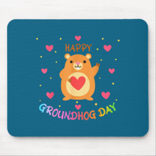 Tapis De Souris Joyeuse fête de la marmotte Marmotte Mignonne Wooh