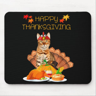 Tapis De Souris Joyeuse fête de Thanksgiving Bengal Cat Cadeau Cha
