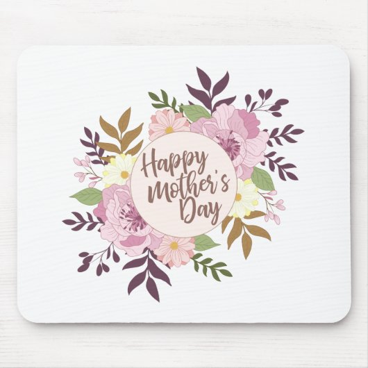 Tapis De Souris Joyeuse Fête des Mères Florale Wreath Mousepad (Devant)