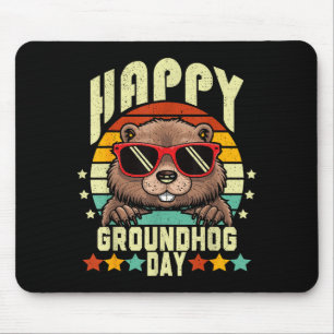Tapis De Souris Joyeuse journée de la marmotte 2025 Drôle de rétro
