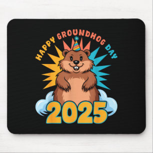 Tapis De Souris Joyeuse journée de la marmotte 2025 Enfants Tout-p