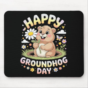 Tapis De Souris Joyeuse journée de la marmotte 2026 Marmotte migno