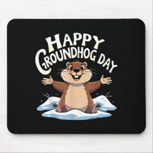 Tapis De Souris Joyeuse journée de la marmotte Mignonne Marmotte F