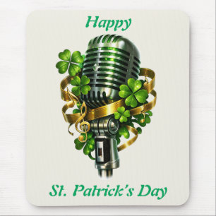 Tapis De Souris Joyeuse Saint-Patrick Trèfle & Microphone