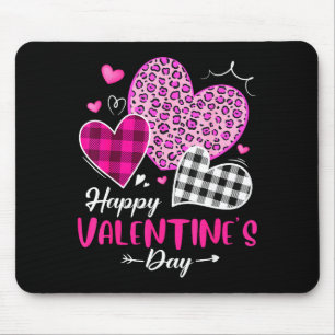 Tapis De Souris Joyeuse Saint-Valentin Léopard Et Cœurs À Carreaux