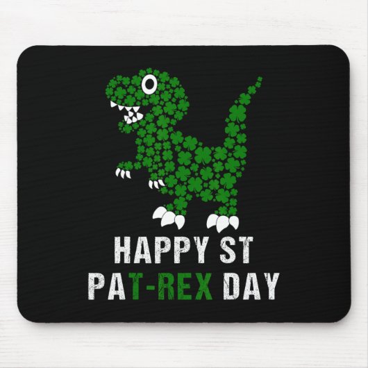 Tapis De Souris Joyeuse St Patrick Patrex T-rex Dinosaure Drôle (Devant)