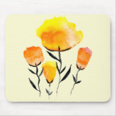 Tapis De Souris Joyeuses fleurs orange et jaune (Devant)