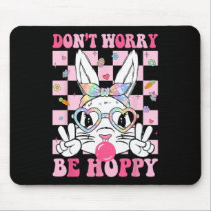 Tapis De Souris Joyeuses Pâques Lapin Groovy Visage Ne vous inquié