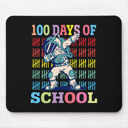 Tapis De Souris Joyeux 100 Jours D'Enfants Scolaires Dabbing Astro (Devant)