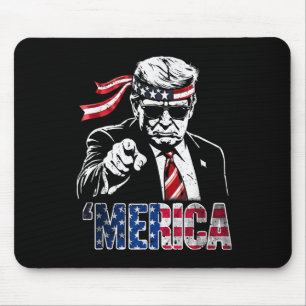 Tapis De Souris Joyeux 4 juillet Amérique Trump Drapeau américain