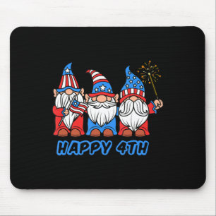 Tapis De Souris Joyeux 4 juillet Gnomes de Fierté Patriotique Indé