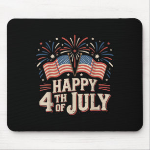 Tapis De Souris Joyeux 4 juillet Patriotique Américain Drapeau Us