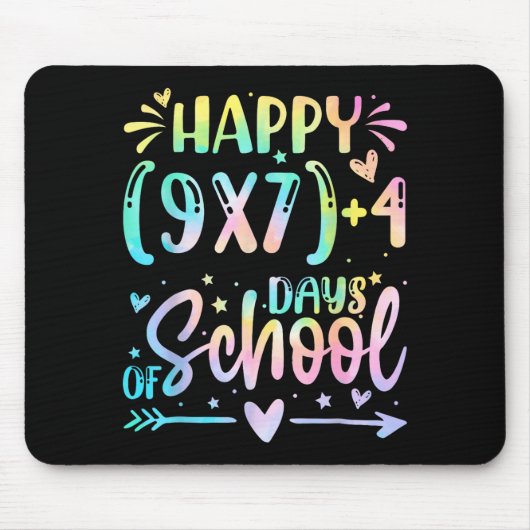 Tapis De Souris Joyeux 67 Jours D'école Prof De Maths Élèves Six (Devant)