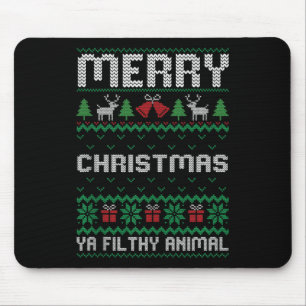 Tapis De Souris Joyeux animal de Noël sale famille Ya Ugly Xmas