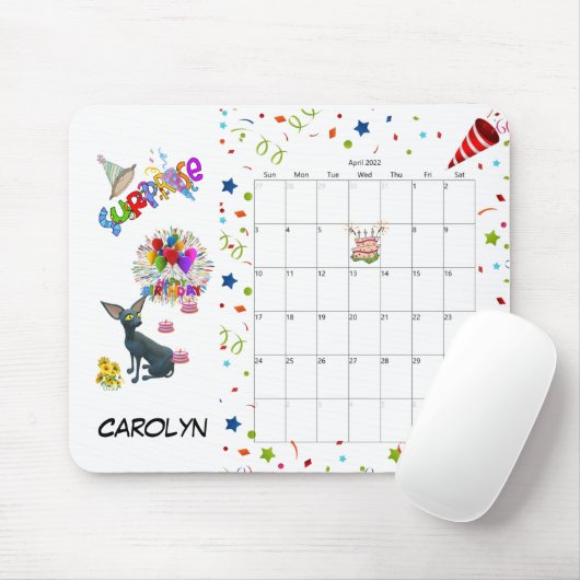 Tapis De Souris Joyeux Anniversaire Avril 2022 Calendrier Tapis de (Avec souris)