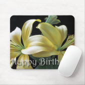 Tapis De Souris Joyeux Anniversaire Jaune Lily Flower (Avec souris)