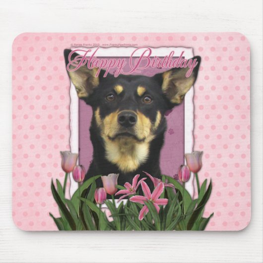 Tapis De Souris Joyeux anniversaire - tulipes roses - Kelpie (Devant)