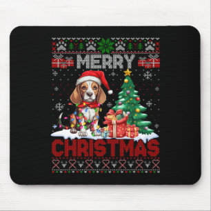 Tapis De Souris Joyeux Beagle de Noël Amoureux des chiens Ugly Xma