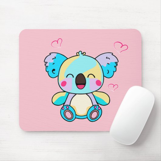 Tapis De Souris Joyeux bébé koala souriant ours avec coeur d'amour (Avec souris)