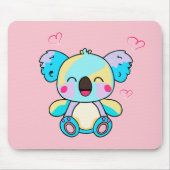 Tapis De Souris Joyeux bébé koala souriant ours avec coeur d'amour (Devant)