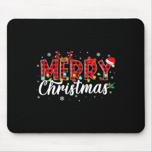 Tapis De Souris Joyeux Buffalo de Noël Plaid Red Père Noël Family
