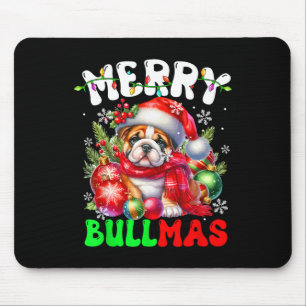 Tapis De Souris Joyeux Bullmas Père Noël Bulldog Décor de Noël C